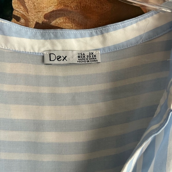 Dex Light Blue and White Striped Casual Short Sleeve Shirt XXL - Picture 5 of 15